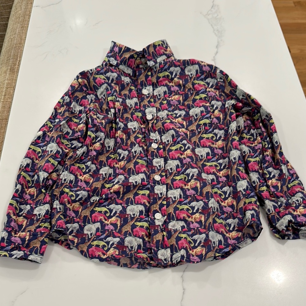 Janie and Jack Multicolor Animal Print Button Down Shirt